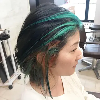 カラー ウルフレイヤー 縮毛矯正/ヒロシのヘアスタイル