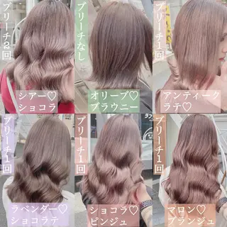 ミディアム カラー ヘアアレンジ TAKUMAブリーチ /切りっぱなし🪽のヘアスタイル