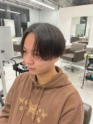 ショート カラー パーマ メンズ 関西センターパート メンズモデル募集のヘアスタイル
