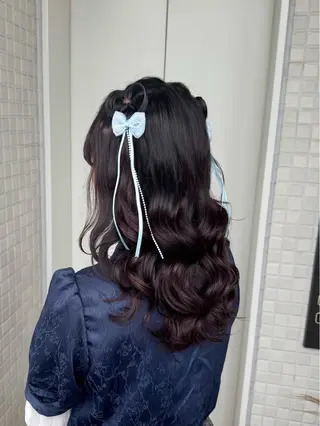 セミロング ヘアアレンジ 縮毛矯正/エクステ /艶カラー/ヘアメのヘアスタイル