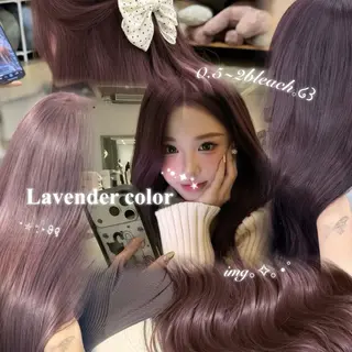 セミロング カラー ヘアアレンジ 🤍淡色ピンク&ラベ ンダーYUKI🤍のヘアスタイル