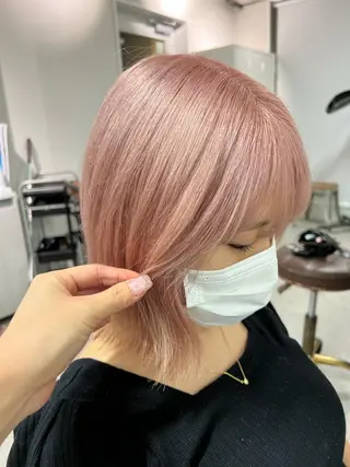 ショート カラー ハイトーン&髪質改善 &韓国エクステ🤎のヘアスタイル