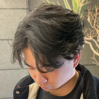 ミディアム パーマ メンズ 🥇メンズパーマ /縮毛矯正/木村神心のヘアスタイル