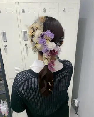 ロング カラー ヘアアレンジ 卒業式ヘアセット🎀 ヘアアレンジのヘアスタイル