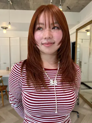 カラー ブリーチカラー🎀 韓国風/寺門美優のヘアスタイル