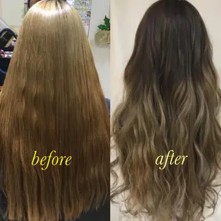 ロング カラー ヘアアレンジ きむえり/髪質改善 /うねり広がり改善のヘアスタイル