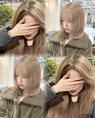 ミディアム カラー 韓国風ハッシュカット 似合わせレイヤー池袋のヘアスタイル