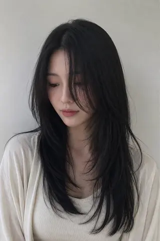 セミロング YUTO 韓国美容師 레이어드컷,韓国ヘアのヘアスタイル