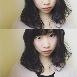 ミディアム パーマ 鎌田 祥江のヘアスタイル