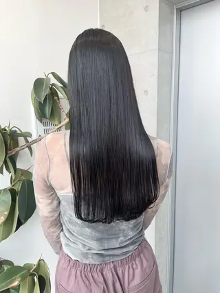 ロング カラー パーマ ヘアアレンジ 透明感/オリーブ/ グレージュ/YUKAのヘアスタイル