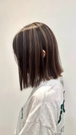 ミディアム カラー ほの カラー特化/ ブリーチ/ボブのヘアスタイル