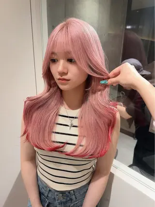 ロング カラー ヘアアレンジ ARIA💎縮毛矯正 ブリーチ💎複雑履歴のヘアスタイル