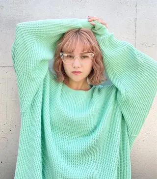 ミディアム カラー 似合わせベージュ 🍯ayumi🍯のヘアスタイル