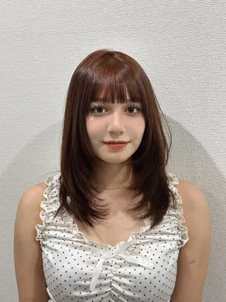 セミロング SALOWIN 新宿三丁目me+所属・レイヤー/ボブ/ パーマ/HARUKAのヘアスタイル