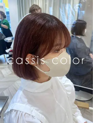 ショート カラー 小顔レイヤー/ ベージュ🤍Rieのヘアスタイル