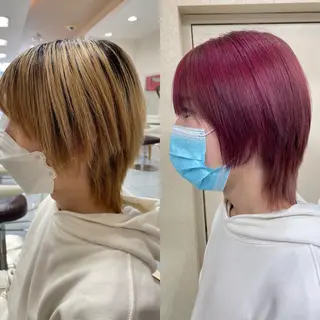 ショート カラー パーマ 髪質改善/縮毛矯正 /レイヤー岡部のヘアスタイル