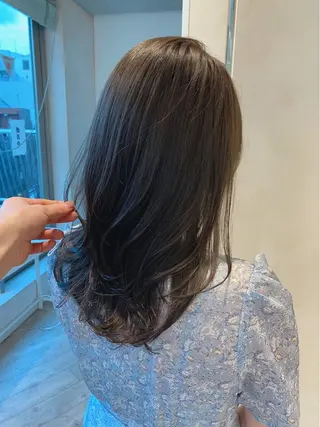 セミロング カラー 顔まわりカット🌟 くびれヘア/寺門遥輝のヘアスタイル