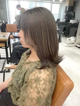ミディアム カラー ヘアアレンジ 🌷FUKA🌷 まろやかハイトーンのヘアスタイル