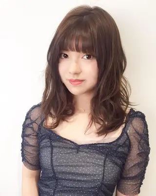 ミディアム カラー パーマ 🌈ウルトワ水素 髪質改善naru🌈のヘアスタイル