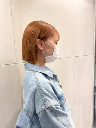 ミディアム デザインカラー/ボブ ブリーチカラー/ユリのヘアスタイル