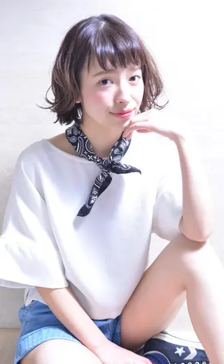 ショート ミディアム カラー パーマ ヘアアレンジ 【白髪ぼかし 専門GBG】自由が丘のヘアスタイル