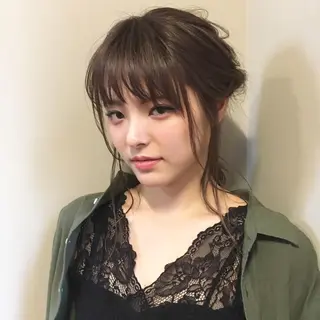 セミロング カラー ヘアアレンジ 薬院:今泉/上川美幸 ボブ/顔周りレイヤーのヘアスタイル