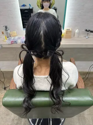 セミロング ヘアアレンジ 縮毛矯正/ /関内/あべももこのヘアスタイル