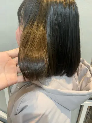 セミロング 艶カラー　宮﨑 蒼のヘアスタイル