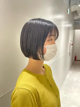ショート カラー パーマ ヘアアレンジ メンズ キッズ ネイル マツエク・マツパ アイブロウ 切りっぱなしヘアボブ ミディアムヘアRYOのヘアスタイル