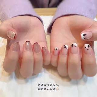 ネイル ショートネイル 森のさんぽ道のネイルデザイン
