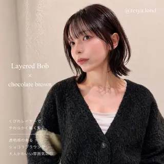 ミディアム ボブ・レイヤー タナカ レイヤのヘアスタイル