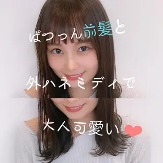 ミディアム カラー パーマ 前髪/ハイライト得意 安西駿一　【銀座】のヘアスタイル