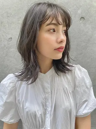 ミディアム カラー ♥️ボブ韓国風ヘア ♥️久保田夢美のヘアスタイル