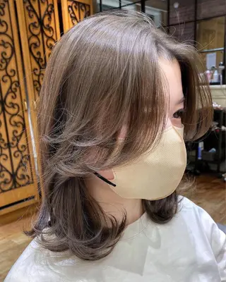 ミディアム カラー 顔まわりカット🌟 くびれヘア/寺門遥輝のヘアスタイル