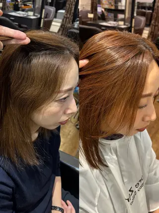 セミロング きむえり/髪質改善 /うねり広がり改善のヘアスタイル