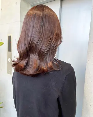 ミディアム カラー パーマ ヘアアレンジ 透明感/オリーブ/ グレージュ/YUKAのヘアスタイル