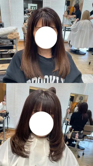 セミロング レイヤーカット/ アレンジ/うみのヘアスタイル