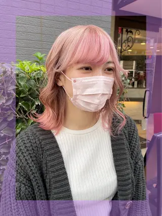 セミロング カラー ヘアアレンジ ブリーチ♡メンズ マッシュ♡MIUのヘアスタイル