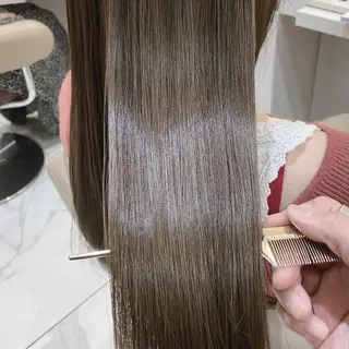 ロング 三箇島陽香/髪質改善 クロスパーマ縮毛矯正のヘアスタイル