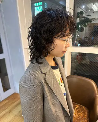 ミディアム パーマ 山口 悟のヘアスタイル