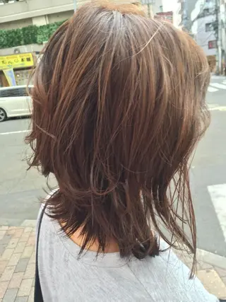ミディアム セミロング カラー パーマ ヘアアレンジ ✨落ち着いた接客 💡高橋優也💡のヘアスタイル
