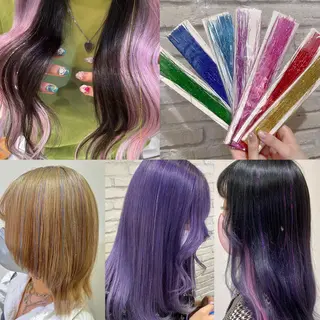 ロング カラー ヘアアレンジ ミユ🎀長さ出し 🎨デザインカラーのヘアスタイル