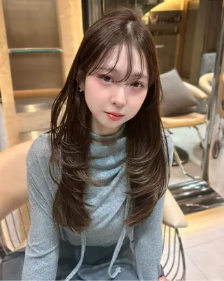 ロング カラー 縮毛矯正・似合わせ タナカ レイヤのヘアスタイル