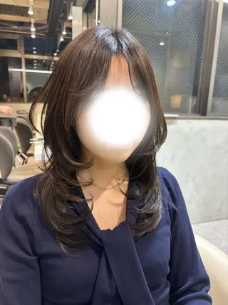 ミディアム カラー ヘアアレンジ 美髪縮毛矯正/ 透明感カラー吉田光佑のヘアスタイル