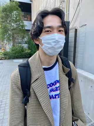 ショート パーマ メンズ 森貴裕/ベージュ/ パーマ/オリーブのヘアスタイル