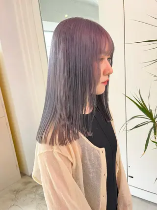 ミディアム カラー ハイトーンを育てる ブリーチカラー/牧原のヘアスタイル