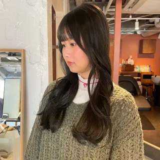 セミロング カラー レイヤー×初 パーマ|hinakoのヘアスタイル