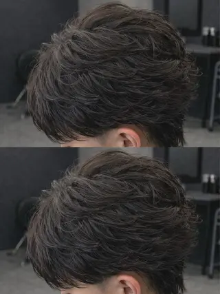 ミディアム パーマ ヘアアレンジ メンズ 🔥ニュアンス フェザー小林海斗🔥のヘアスタイル