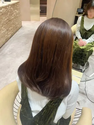 ミディアム カラー 顔周りカット/ 透明感カラー/ユナのヘアスタイル