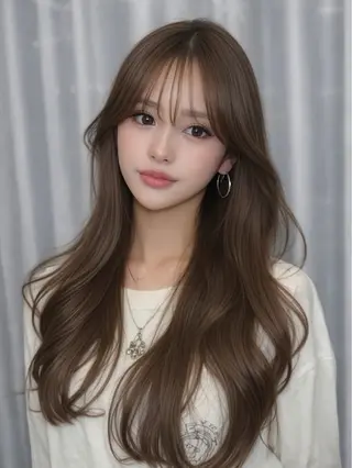 ロング カラー 顔まわりの神様✨ 透明感カラー藤嶋秀幸のヘアスタイル